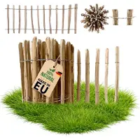 Pemicont Floranica Ganivelle en noisetier 5 m x 70 cm - clôture de jardin extérieur en bois, palissade en rouleau, écart 8-10 cm, fendue à la main