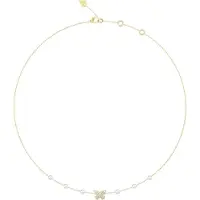GUESS Borboleta 16-18" Pave Borboleta Necklace, (Acier inoxydable, Nacre, Verre)