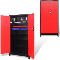 vidaXL Armoire à outils avec 2 portes Acier 90x40x180 cm Noir et rouge