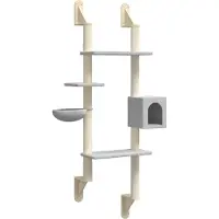 Syfax Arbre à chat mural avec griffoir gris clair 180 cm