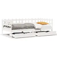 vidaXL Lit de jour avec tiroirs blanc 90x190 cm pin