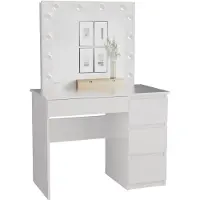 Top E Shop Ensemble Bureau Mijas, Pour Gaucher, Blanc + Miroir Marina