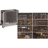 Beta Chariot à outils 9 tiroirs, 716 pièces, 2400S XLO9/E-XXL, gris