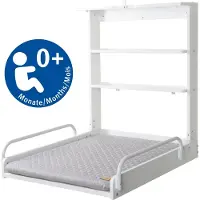 Roba Table À Langer Murale Pliante Avec Matelas À Langer Imperméable Et Étagères Intégrées - Facile À Installer - Bois Blanc