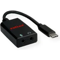 Roline Adaptateur USB type C - 2x 3,5mm audio, ST/BU, 0,13 m