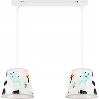 Light11 HOME Lampe à suspendre pour chambre d'enfant - Plafonnier - Suspension en métal avec abat-jour - Classique 2-feux, bleu clair et orange, Bambi