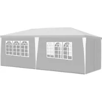 Izrielar Pavillon Tente de réception pour garden-parties & fêtes, étanche à la pluie et au vent, avec parois latérales 3x6m Blanc
