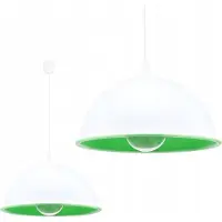 Light11 HOME Lampe à suspendre pour chambre d'enfant - Plafonnier - Suspension en métal avec abat-jour - Classique 1 flamme, blanc et vert, Toy