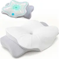 Linomag Housse d'oreiller 60 x 38 cm pour oreiller orthopédique, housse de remplacement respirante, lavable, antiallergique, blanc/gris clair