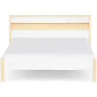 CALICOSY - Lit couchage 160x200 cmReproduction blanc et chêne HEVA