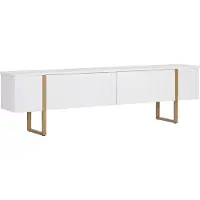 Skye Decor , meuble TV haut de gamme, 180 x 50 x 30 cm, blanc et doré | Panneau de particules 100 % mélaminé, épaisseur 18 mm | Un design moderne et élégant pour votre intérieur.