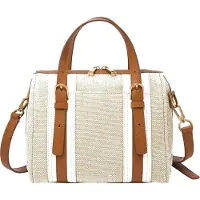 Fossil sac à épaule sac à main Carlie Satchel Natural Brown écru