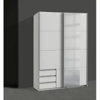 Wimex Armoire à portes coulissantes Emden, 135 cm, blanche, avec miroir