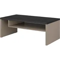 Meublorama Table basse HAVANA – Beige et noir – Plateau noir mat – Avec niche – Élégance douce et moderne