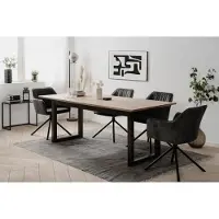 Denver Table Extensible , 80 à 200-240 x 75 x 90 cm, Chêne Artisan Anthracite, Avec Extension 40 cm, 12 Personnes