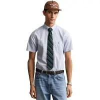 Gant pour homme. 3000101 Chemise à manches courtes Regular Fit en popeline bleue (4XL), Casuel, Coton, Manche courte