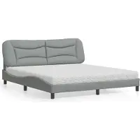vidaXL Lit avec matelas "Hvar" gris clair 180x200 cm Tissu