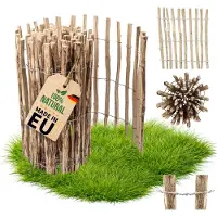 Pemicont Floranica Ganivelle en noisetier 5 m x 120 cm (1m20) - clôture de jardin extérieur en bois, palissade en rouleau, écart 4-6 cm, fendue à la main