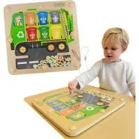 Masterkidz Tableau magnétique tri des déchets camion de recyclage Montessori