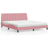 vidaXL Lit avec matelas "Hanko" rose 180x200 cm velours