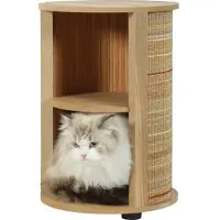 Zolux Meuble Chat Bout de Canapé 3-en-1, Griffoir Sisal, Couchage, Table d'Appoint, 52 cm, Boréal Beige