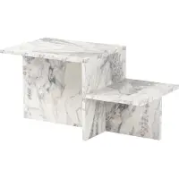 Syfax Table Basse Rectangulaire HARMONY, Effet Marbre Freesia, 80 x 40 x 40 cm, Aggloméré Revêtu Mélaminé