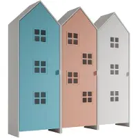 Vipack - CASAMI BRUGES Ensemble de 3 pcs. composé de : Armoire à 1 porte avec façade en bleu, rose et blanc