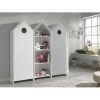 Vipack CASAMI Set 3 pcs. composé de : Armoire à 1 porte avec façade en blanc, armoire à étagères, armoire à 1 porte avec façade en gris