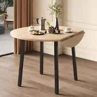 SUCCESS COURIER Table pliante de 100x100 cm, table ronde de cuisine en bois, extensible, en chêne, gain de place, idéale pour les petits appartements, pour 2 à 4 personnes, pieds en métal