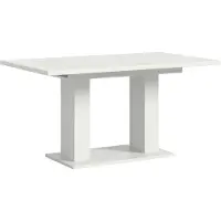Ebuy24 Motion table de salle à manger double colonne 90x150/190 cm avec 1 rallonge blanc.