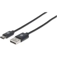 Manhattan USB 2.0 Typ C-Kabel C-Stecker/A-Stecker 3m schwarz