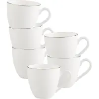 Villeroy & Boch Vorteilset 6 Stück Anmut Platinum No.1 Mokka-/Espressoobertasse Premium Bone Porcelain weiß handbemalt 1046361420