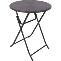 Generic Rebecca Mobili Table de jardin pliante en plastique noir et gris foncé