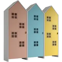 Vipack - CASAMI BRUGES Ensemble de 3 pièces composé de : Armoire à 1 porte avec façade en bleu, rose et jaune