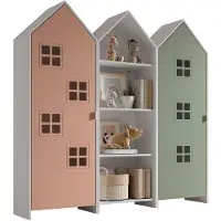 Vipack - CASAMI BRUGES Ensemble de 3 pièces composé de : Armoire à étagères, armoire à 1 porte avec façade en rose et vert