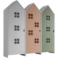 Vipack - CASAMI BRUGES Ensemble de 3 pièces composé de : Armoire à 1 porte avec façade en rose, blanc et vert