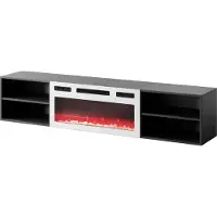 Homlando Armoire TV Rollo 180 cm NOIR mat avec BLANC Cheminée électrique Lowboard Sideboard Support TV moderne