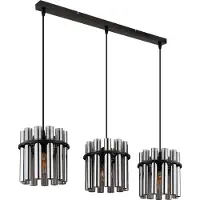Globo Lampe pendante à 3 lampes Gorley II noir avec des tiges en verre