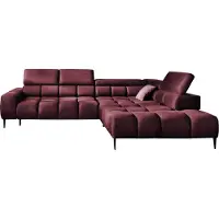 Domo Canapé d'angle PLAZA en L | Côté droit | Fonctionnel Fonction sommeil confortable Appuie-têtes réglables Assise Système de ressorts ondulés Mousse haute résilience 300x216x99 cm-Rouge bourgogne