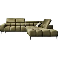 Domo Canapé d'angle PLAZA en L | Côté droit | Fonctionnel Fonction sommeil confortable Appuie-têtes réglables Assise Système de ressorts ondulés Mousse haute résilience 300x216x99 cm-Frêne