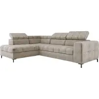 Domo Canapé d'angle moderne PABLO 279x201 cm, Canapé-lit avec appuie-tête réglables, coffre de lit, pieds métalliques stables, tissu CLOUD de haute qualité en plusieurs coloris Layout gauche, Couleur BEIGE
