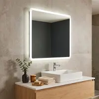 KIAMAMI VALENTINA MIROIR ANGLES ARRONDIS ÉCLAIRÉ AVEC LED 60 X 60 CM DALLAS