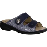 Finn Comfort Zeno mule femme, cuir/stretch, bleu, mule confortable - chaussure femme prophylaxie/diabétique, bleu, cuir (words/nube/stretchcamo)