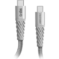 SBS Câble incassable USB-C vers USB-C 1,5 mètre - Gris