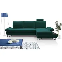Domo DomoHome LOFT Canapé d'angle Avec Couchage Extensible Coffre De Lit Et Appuie-têtes Et Accoudoirs Réglables, Droit Layout 284cm Largeur 96-166cm Profondeur 89-104cm Hauteur Couleur : Vert