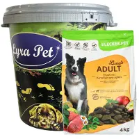 Lyra 4 kg de croquettes Lecker.Pet Luna's Adult Ostrich à la pomme de terre et à la pomme, aliment complet en boîte de 30 L