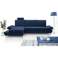 Domo DomoHome LOFT Canapé d'angle Avec Couchage Extensible Coffre De Lit Et Appuie-têtes Et Accoudoirs Réglables, Layout Gauche Largeur 284cm 96-166cm Profondeur 89-104cm Hauteur Couleur : Marine