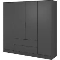 3Xeliving Armoire, armoire moderne de couleur graphite avec miroir central