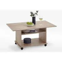 FMD Möbel CALICOSY - Table Basse sur Roulettes avec 2 Étagères - Azur