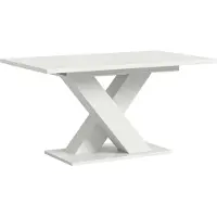 Ebuy24 Motion table de salle à manger pieds X 90x150/190 cm avec 1 rallonge blanc.